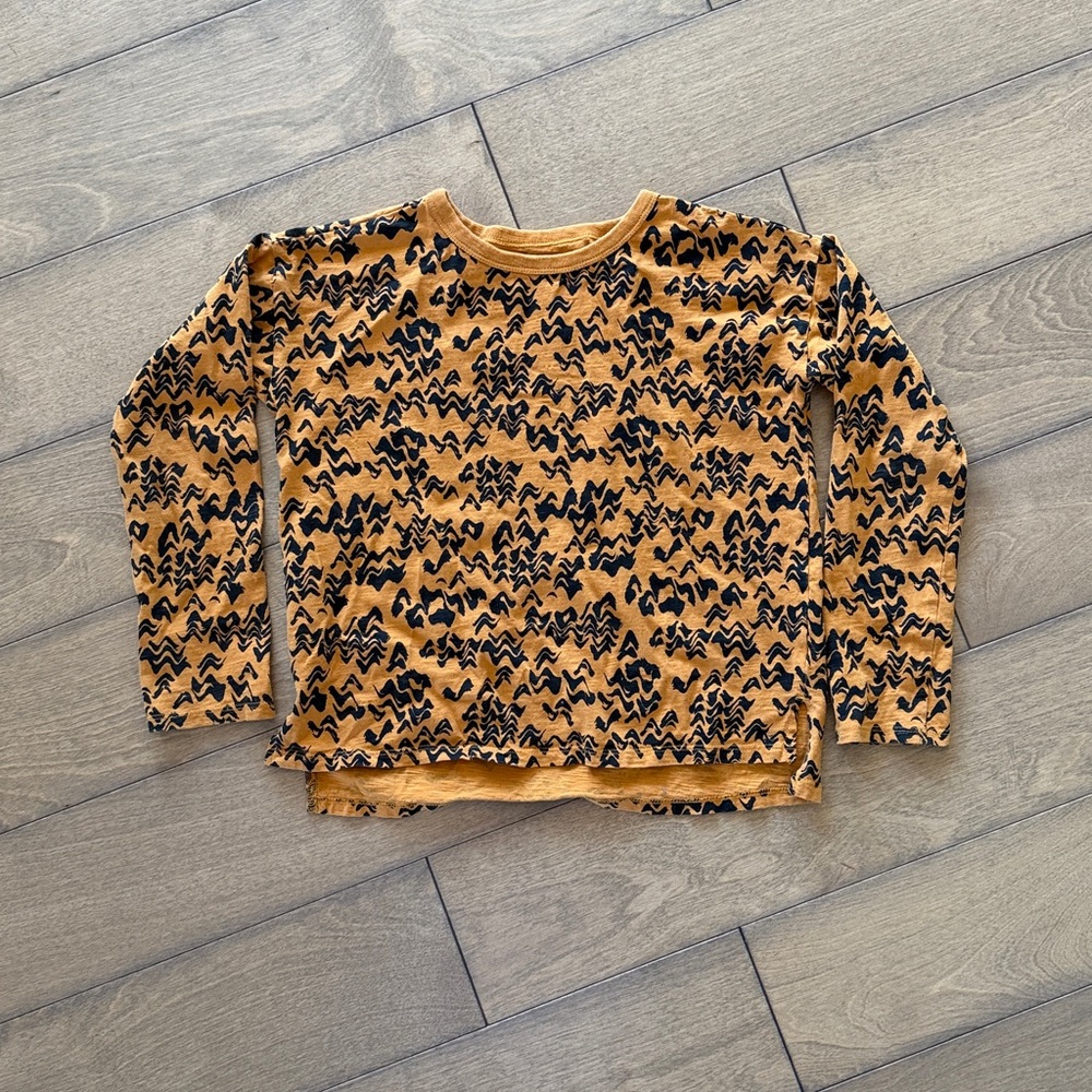 Kids Long Sleeve Patterned Tee - Orange and Black